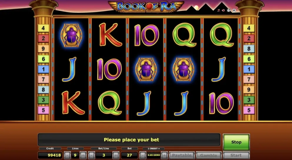 Book Of Ra símbolos y tabla de pagos